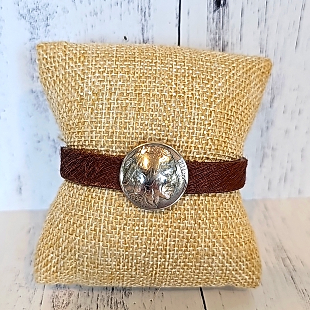 Handmade Cow Leather Indian Nickel Bracelet